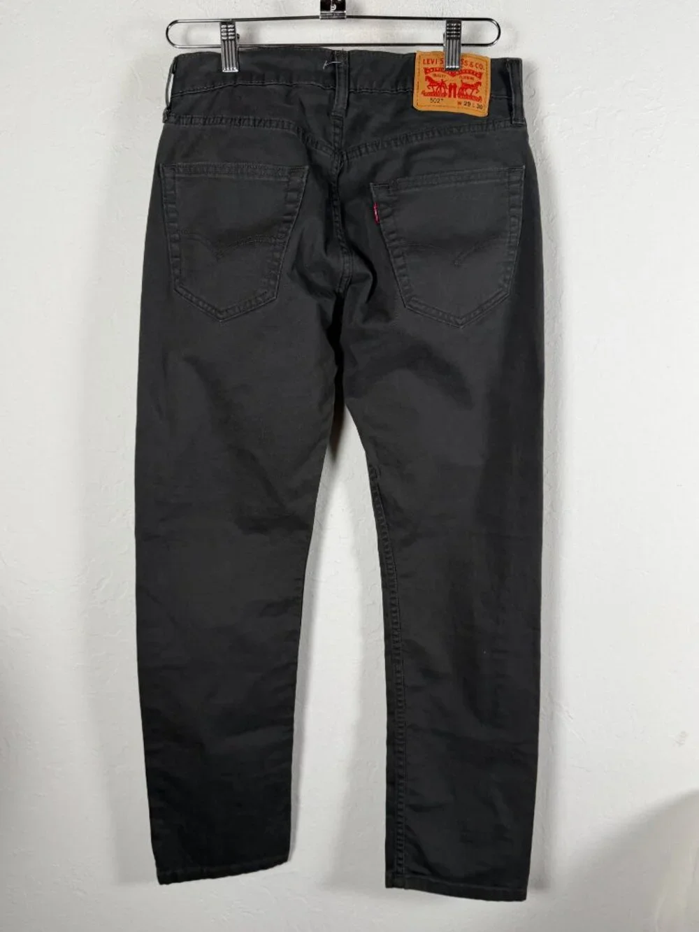 Levi's 502 Mens Black Taper Jeans Size W29 L30 Stretch Cotton Stretch Mid-Rise